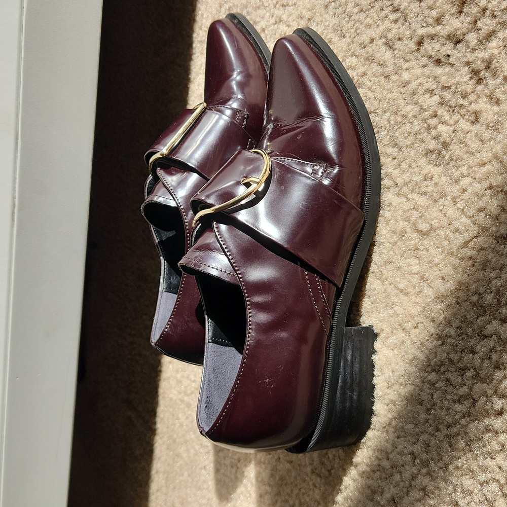Rachel Cox Buckled Burgundy Loafer Size 6 (225cm) - Picture 3 of 5
